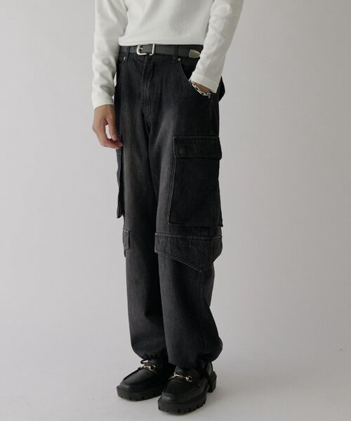goocy(グーシー)の「デニムワイドカーゴパンツ(デニムパンツ・メンズ・ブルー/インディゴブルー/ブラック・X-LARGE/LARGE/MEDIUM)」の5枚目の写真
