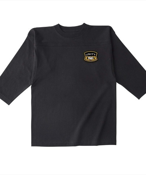 Ol' Basics(オールベーシックス)の「Ol' Basics(オール・ベーシックス) 7分袖Tシャツ シェイクハンド プリント ワンポイント フットボールTシャツ オープンエンド生地 メンズ ユニセックス アメカジ(Tシャツ/カットソー・メンズ・ホワイト/ヘザーグレー/ブラック/ネイビー・S/L/M/XL)」の2枚目の写真