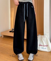 【シルエット自由自在の裾ドロスト】ワイド スウェット スピンドル イージーパンツ レディース