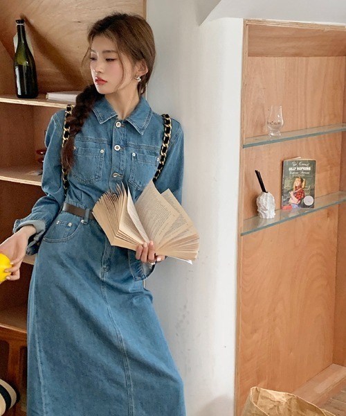 FAVORITO（ファヴォリート）の「デニムウエストマークワンピース（ワンピース・レディース・ブルー・S/M/L/XL）」の11枚目の写真