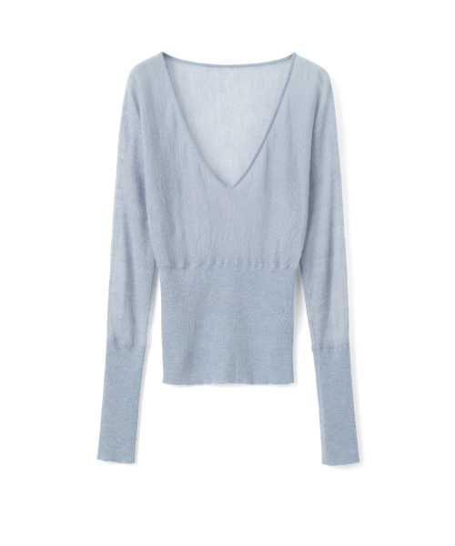 MILLO WOMEN（ミロウーマン）の「シアーディープVネックニット [アッシュブルー]（ニット/セーター・レディース・その他・ONE SIZE）」の3枚目の写真