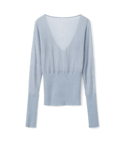 MILLO WOMEN（ミロウーマン）の「シアーディープVネックニット [アッシュブルー]（ニット/セーター・レディース・その他・ONE SIZE）」の4枚目の写真