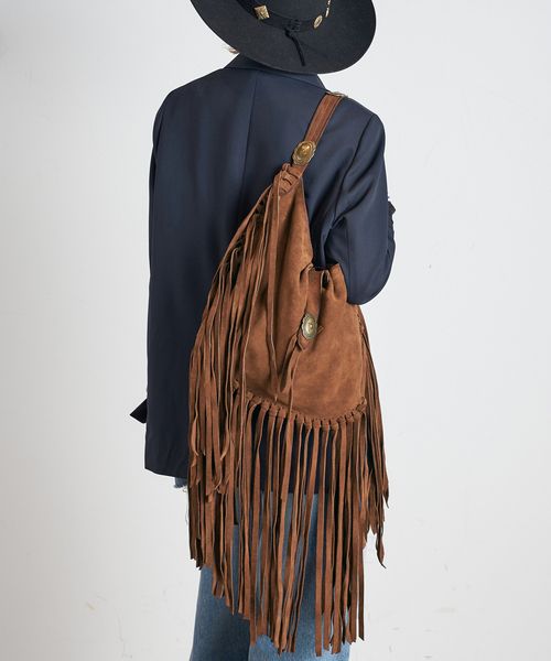 AP STUDIO(エーピーストゥディオ)の「【ALBERTOLUTI/アルベルト ルティ】CONCHO FRINGE BAG(クラッチバッグ・レディース・ブラウン・FREE)」の2枚目の写真