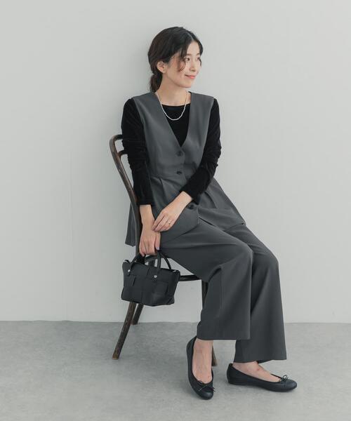 URBAN RESEARCH DOORS(アーバンリサーチドアーズ)の「ペプラムベスト付きイージーパンツ | セットアップ/きれいめ/お仕事/通勤/七五三(セットアップ・レディース・ブラック/チャコールグレー・MEDIUM/SMALL)」の16枚目の写真
