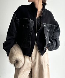 DouDou（ドゥドゥ）の「【WEB限定】デニム切替ニットブルゾン（ブルゾン）」