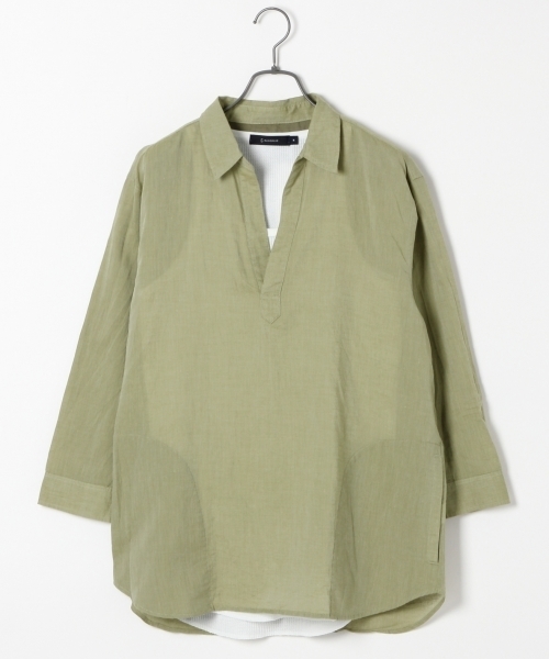 RAGEBLUE（レイジブルー）の「ペーパースキッパー7分袖/718722（シャツ/ブラウス・メンズ・ライトブルー/グリーン/ホワイト・MEDIUM/LARGE）」の3枚目の写真