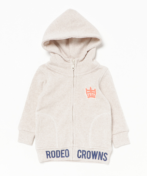 RODEO CROWNS WIDE BOWL（ロデオクラウンズワイドボウル）の「スソロゴ ハイネック ジップパーカー（パーカー・キッズ・ブラック/ベージュ/トップグレー・SMALL/LARGE/X-SMALL/MEDIUM）」の3枚目の写真