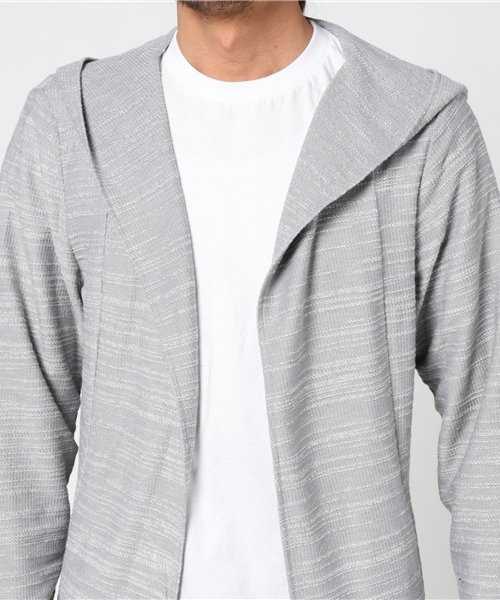 Luv maison（ラブメゾン）の「Luv･SSフードコーディガン（カーディガン/ボレロ・メンズ・ブラック/グレー・M/L）」の5枚目の写真