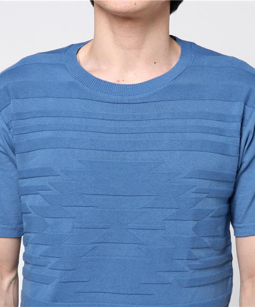 VENCEEXCHANGE（ヴァンスエクスチェンジ）の「ニットオルテガグラデTシャツ               （Tシャツ/カットソー・メンズ・ライトブルー/ネイビー/ブルー・MEDIUM/LARGE）」の6枚目の写真