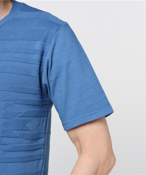 VENCEEXCHANGE（ヴァンスエクスチェンジ）の「ニットオルテガグラデTシャツ               （Tシャツ/カットソー・メンズ・ライトブルー/ネイビー/ブルー・MEDIUM/LARGE）」の7枚目の写真