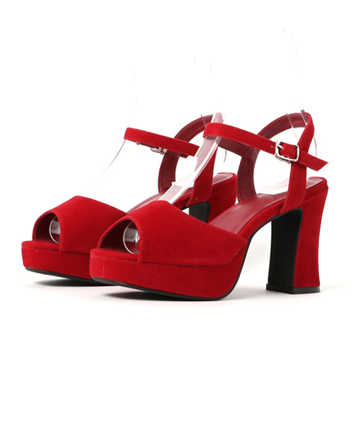 Re:EDIT（リエディ）の「[抜け感たっぷりな華奢見えサンダル]アンクルストラップチャンキーヒールサンダルシューズ/サンダル/ヒールサンダル[リエディ]（サンダル・レディース・ホワイト/マスタード/ピンク/レッド/ウッド/ブルー/ブラック/キャメル・X-LARGE/SMALL/LARGE/MEDIUM）」の8枚目の写真