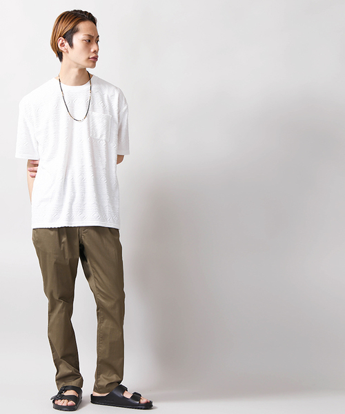 WEGO(ウィゴー)の「WEGO/パイルジャガードカットソー(Tシャツ/カットソー・メンズ・ホワイト/サックスブルー・MEDIUM/LARGE)」の4枚目の写真