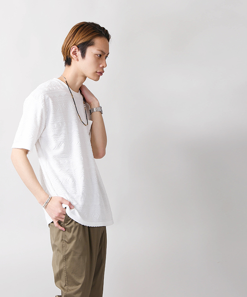 WEGO(ウィゴー)の「WEGO/パイルジャガードカットソー(Tシャツ/カットソー・メンズ・ホワイト/サックスブルー・MEDIUM/LARGE)」の15枚目の写真