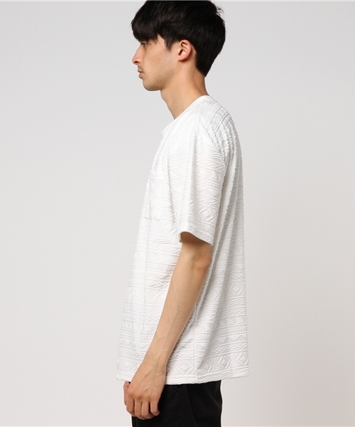 WEGO(ウィゴー)の「WEGO/パイルジャガードカットソー(Tシャツ/カットソー・メンズ・ホワイト/サックスブルー・MEDIUM/LARGE)」の9枚目の写真