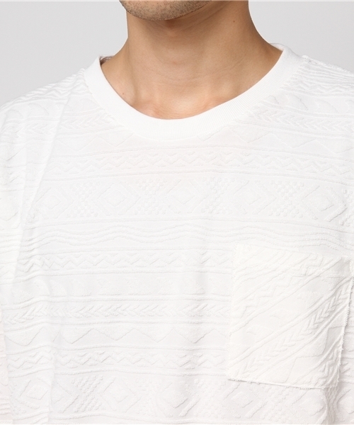WEGO(ウィゴー)の「WEGO/パイルジャガードカットソー(Tシャツ/カットソー・メンズ・ホワイト/サックスブルー・MEDIUM/LARGE)」の11枚目の写真
