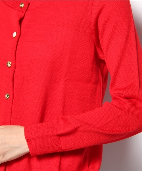 DISCOAT（ディスコート）の「アンティーク釦クルーカーディガン（カーディガン/ボレロ・レディース・ベージュ/レッド/グリーン/チャコールグレー・ﾌﾘ-）」の6枚目の写真