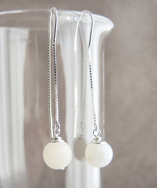 TONE SELECT GOODS（トーンセレクトグッズ）の「【925 SILVER ACC】ラウンドストーンフックチェーンピアスSV925(OG)（ピアス（両耳用）・レディース・ターコイズブルー/その他1/その他2/その他3/その他4/その他5/ブルー/パープル/ブラウン/グリーン/ブラック/シルバー・FREE）」の8枚目の写真