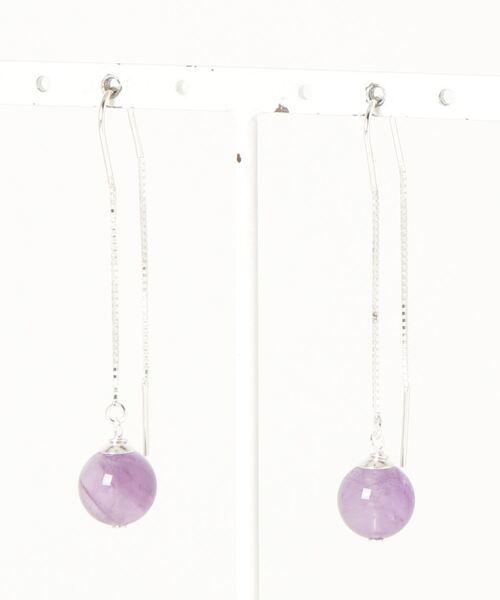TONE SELECT GOODS（トーンセレクトグッズ）の「【925 SILVER ACC】ラウンドストーンフックチェーンピアスSV925(OG)（ピアス（両耳用）・レディース・ターコイズブルー/その他1/その他2/その他3/その他4/その他5/ブルー/パープル/ブラウン/グリーン/ブラック/シルバー・FREE）」の7枚目の写真