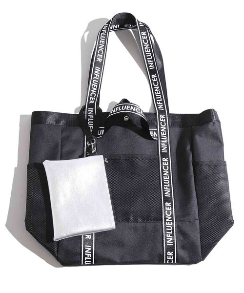 WEGO（ウィゴー）の「WEGO/ポーチ付きロゴテープトートバッグ（トートバッグ・レディース・ブラック系その他/ブラック・FREE）」の10枚目の写真