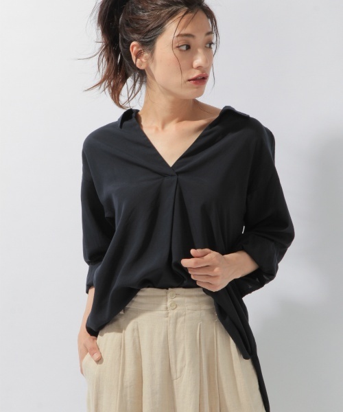 laboratory work(ラボラトリーワーク)の「テンセルスキッパーシャツ(シャツ/ブラウス・レディース・ネイビー/ピンク/ホワイト・MEDIUM)」の2枚目の写真