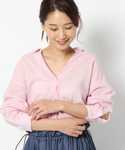 laboratory work(ラボラトリーワーク)の「テンセルスキッパーシャツ(シャツ/ブラウス・レディース・ネイビー/ピンク/ホワイト・MEDIUM)」の7枚目の写真