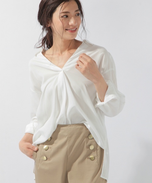 laboratory work(ラボラトリーワーク)の「テンセルスキッパーシャツ(シャツ/ブラウス・レディース・ネイビー/ピンク/ホワイト・MEDIUM)」の20枚目の写真