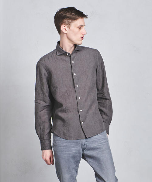 UNITED ARROWS（ユナイテッドアローズ）の「UASB リネン ソリッド セミワイド（シャツ/ブラウス・メンズ・ロイヤルブルー/ブラック/ホワイト/グレー・XL/M/S/XS/L）」の4枚目の写真