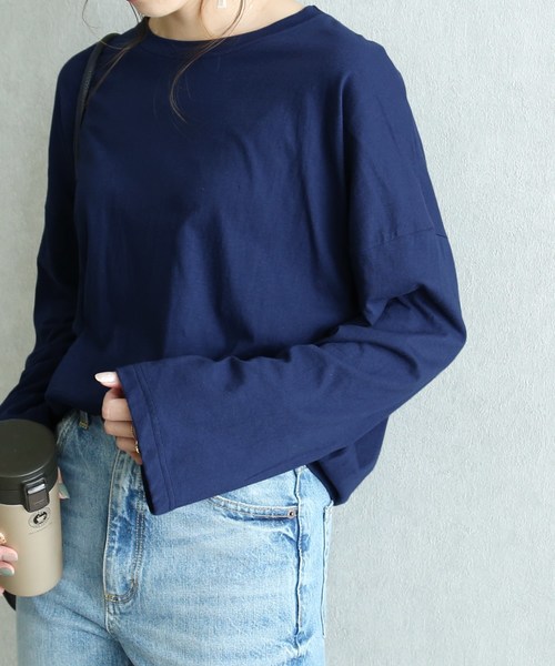 reca(レカ)の「【プチプラ】袖フレアビッグシルエットカットソー(Tシャツ/カットソー・レディース・ホワイト/ブラック/ネイビー/グレー/ベージュ・FREE)」の5枚目の写真