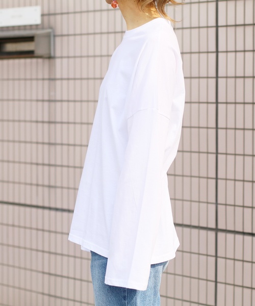 reca(レカ)の「【プチプラ】袖フレアビッグシルエットカットソー(Tシャツ/カットソー・レディース・ホワイト/ブラック/ネイビー/グレー/ベージュ・FREE)」の7枚目の写真