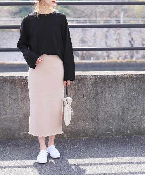 reca(レカ)の「【プチプラ】袖フレアビッグシルエットカットソー(Tシャツ/カットソー・レディース・ホワイト/ブラック/ネイビー/グレー/ベージュ・FREE)」の22枚目の写真
