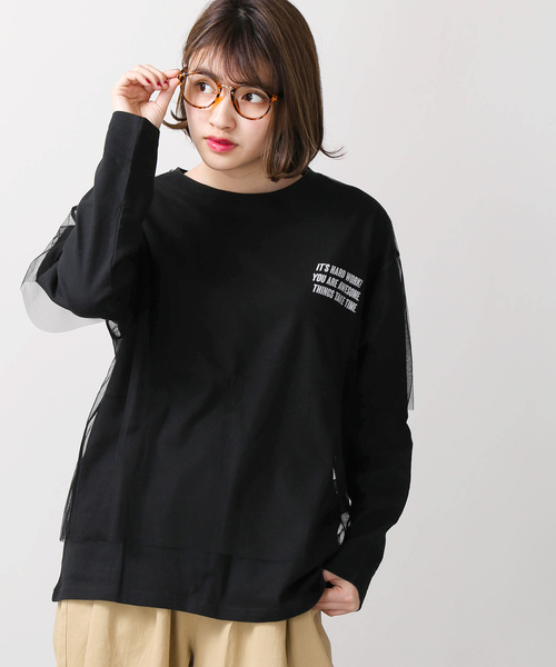 Wego ウィゴー の Wego チュールレイヤードロングtシャツ Tシャツ カットソー Wear