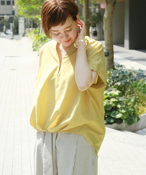 journal standard L'essage（ジャーナルスタンダードレサージュ）の「TCローンスキッパーブラウス◆（シャツ/ブラウス・レディース・ホワイト/ネイビー/イエロー系その他・FREE）」の3枚目の写真