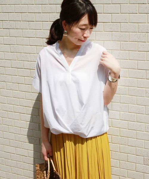 journal standard L'essage（ジャーナルスタンダードレサージュ）の「TCローンスキッパーブラウス◆（シャツ/ブラウス・レディース・ホワイト/ネイビー/イエロー系その他・FREE）」の2枚目の写真