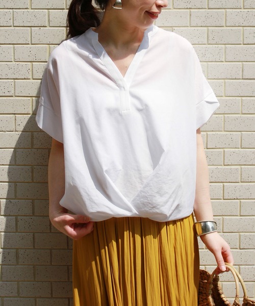 journal standard L'essage（ジャーナルスタンダードレサージュ）の「TCローンスキッパーブラウス◆（シャツ/ブラウス・レディース・ホワイト/ネイビー/イエロー系その他・FREE）」の8枚目の写真