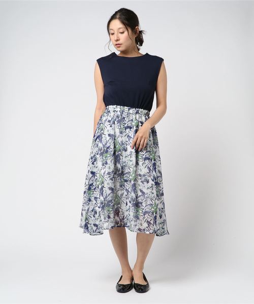 Cheek（チーク）の「花柄スカートドッキングワンピース（ワンピース・レディース・オフホワイト/ブラック/グレー・MEDIUM）」の8枚目の写真