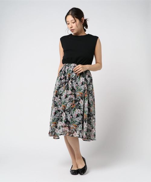 Cheek（チーク）の「花柄スカートドッキングワンピース（ワンピース・レディース・オフホワイト/ブラック/グレー・MEDIUM）」の7枚目の写真