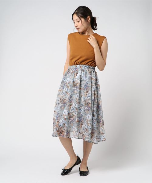 Cheek（チーク）の「花柄スカートドッキングワンピース（ワンピース・レディース・オフホワイト/ブラック/グレー・MEDIUM）」の6枚目の写真