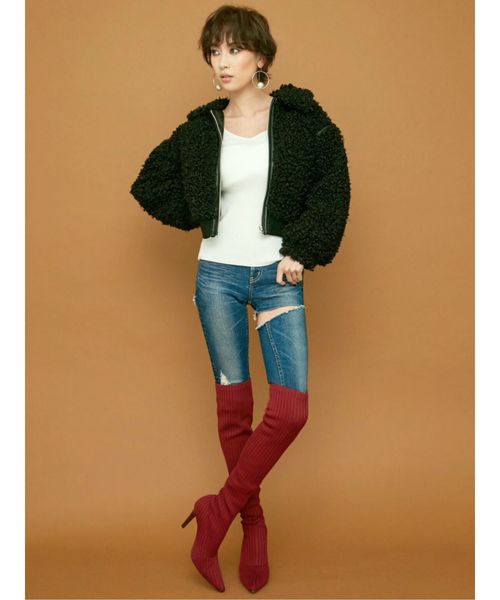 GYDA(ジェイダ)の「DOUBLE RIPPED スキニーデニムパンツ(デニムパンツ・レディース・インディゴブルー/ブルー・SMALL/MEDIUM/X-SMALL)」の3枚目の写真