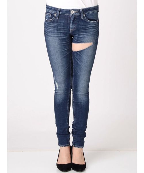 GYDA(ジェイダ)の「DOUBLE RIPPED スキニーデニムパンツ(デニムパンツ・レディース・インディゴブルー/ブルー・SMALL/MEDIUM/X-SMALL)」の5枚目の写真