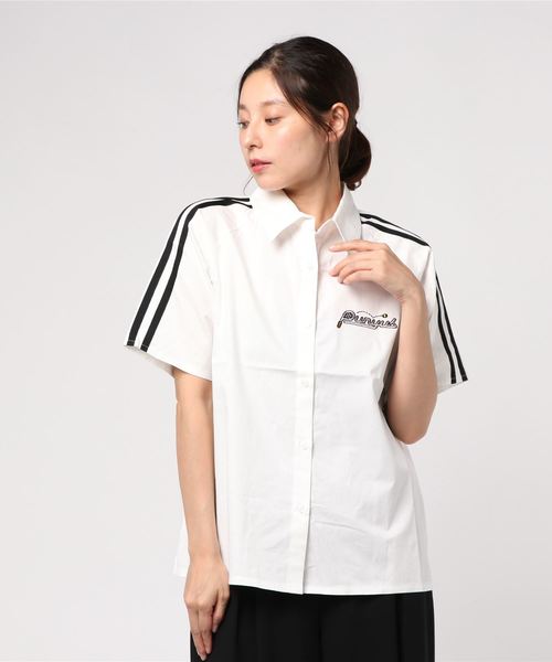 PUNYUS（プニュズ）の「テニスロゴラインシャツ（シャツ/ブラウス・レディース・ホワイト/ブラック/ピンク・1/2/4/3）」の2枚目の写真