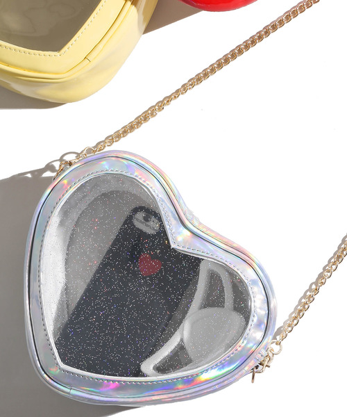 WEGO（ウィゴー）の「WEGO/クリアハートショルダーバッグ（ショルダーバッグ・レディース・レッド/サックスブルー/ピンク/イエロー/その他1/ライトパープル・FREE）」の6枚目の写真