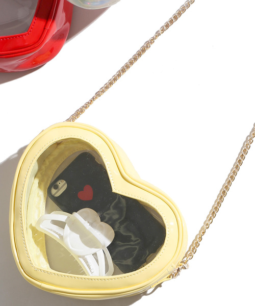 WEGO（ウィゴー）の「WEGO/クリアハートショルダーバッグ（ショルダーバッグ・レディース・レッド/サックスブルー/ピンク/イエロー/その他1/ライトパープル・FREE）」の4枚目の写真