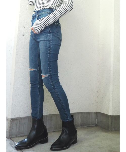 Gyda ジェイダ の ニーダメージ H Wスキニーデニムパンツ デニムパンツ Wear Gyda ジェイダ の ニーダメージ H Wスキニーデニムパンツ デニムパンツ Wear