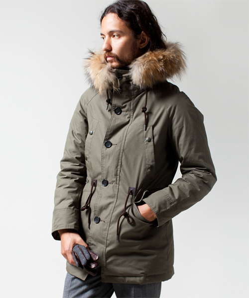 ナノユニバース　西川ダウン　n3b N-3B ダウンコート　オリーブ　S ナノユニバース 西川ダウン N-3B ダウンコート ブルゾン ジャケット