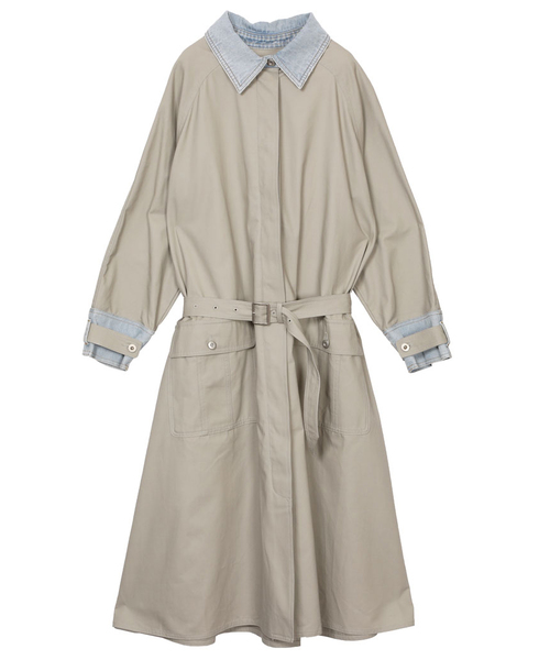 Ameri vintage DENIM BALMACAAN COAT トレンチ Ameri（アメリ）の「3WAY DENIM LAYERED TRENCH（トレンチコート