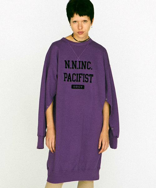 FILL THE BILL（フィルザビル）の「FILL THE BILL / フィルザビル　COLLEGE SWEAT ONEPIECE / カレッジスウェットワンピース FB205-191056（ワンピース・レディース・ライトブルー/パープル/ヘザーグレー・2）」の3枚目の写真