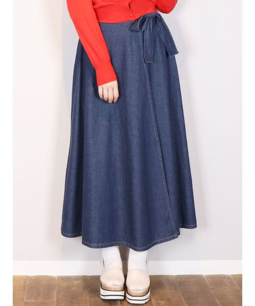 Dazzlin ダズリン の ウエストリボンデニムラップスカート デニムスカート Wear