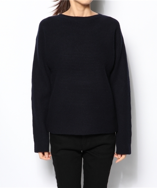 Drawer（ドゥロワー）の「Drawer WT ウールカシミヤ ヨコアゼクルーネックニット（ニット/セーター・レディース・ダークグレー/ネイビー・1/2）」の8枚目の写真