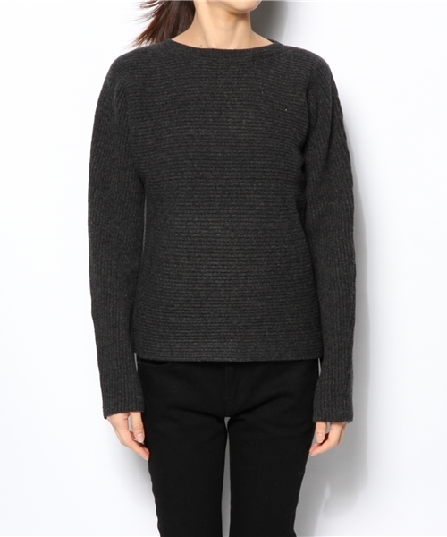 Drawer（ドゥロワー）の「Drawer WT ウールカシミヤ ヨコアゼクルーネックニット（ニット/セーター・レディース・ダークグレー/ネイビー・1/2）」の9枚目の写真