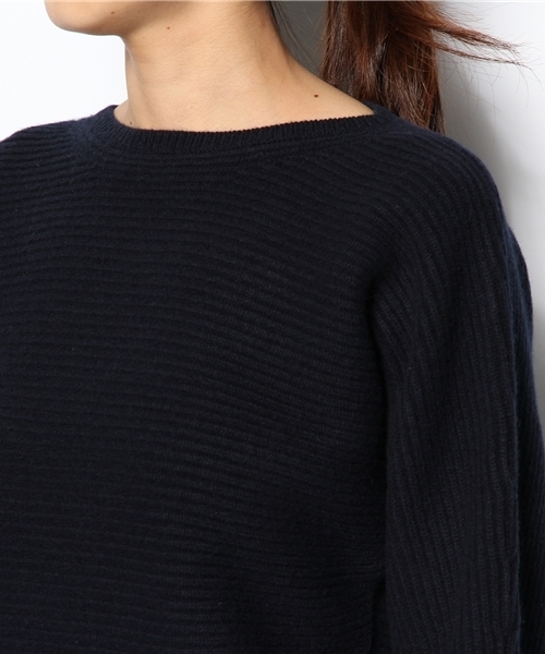 Drawer（ドゥロワー）の「Drawer WT ウールカシミヤ ヨコアゼクルーネックニット（ニット/セーター・レディース・ダークグレー/ネイビー・1/2）」の5枚目の写真